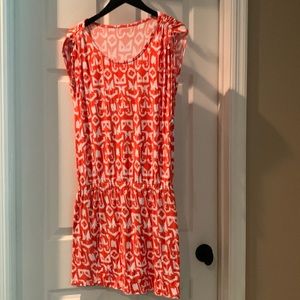 Michael Kors t-shirt style dress. Orange and white with elastic waist.
